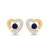 Boucles d'oreilles saphir et diamant en or 9 carats