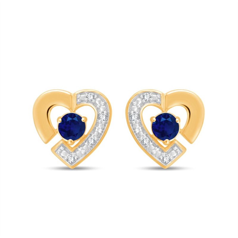Boucles d'oreilles saphir et diamant en or 9 carats