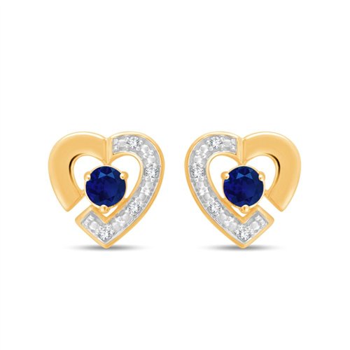Boucles d'oreilles saphir et diamant en or 9 carats