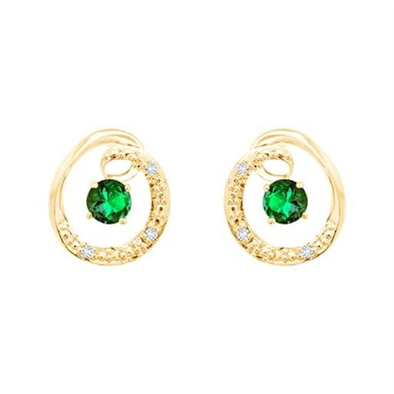 Boucles d'oreilles émeraude et diamant en or 9 carats