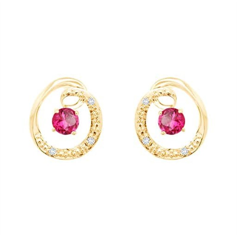 Boucles d'oreilles rubis et diamant en or 9 carats