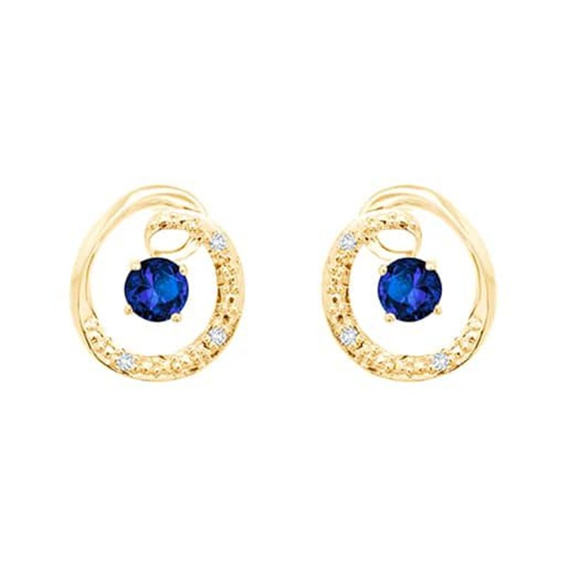 Boucles d'oreilles saphir et diamant en or 9 carats