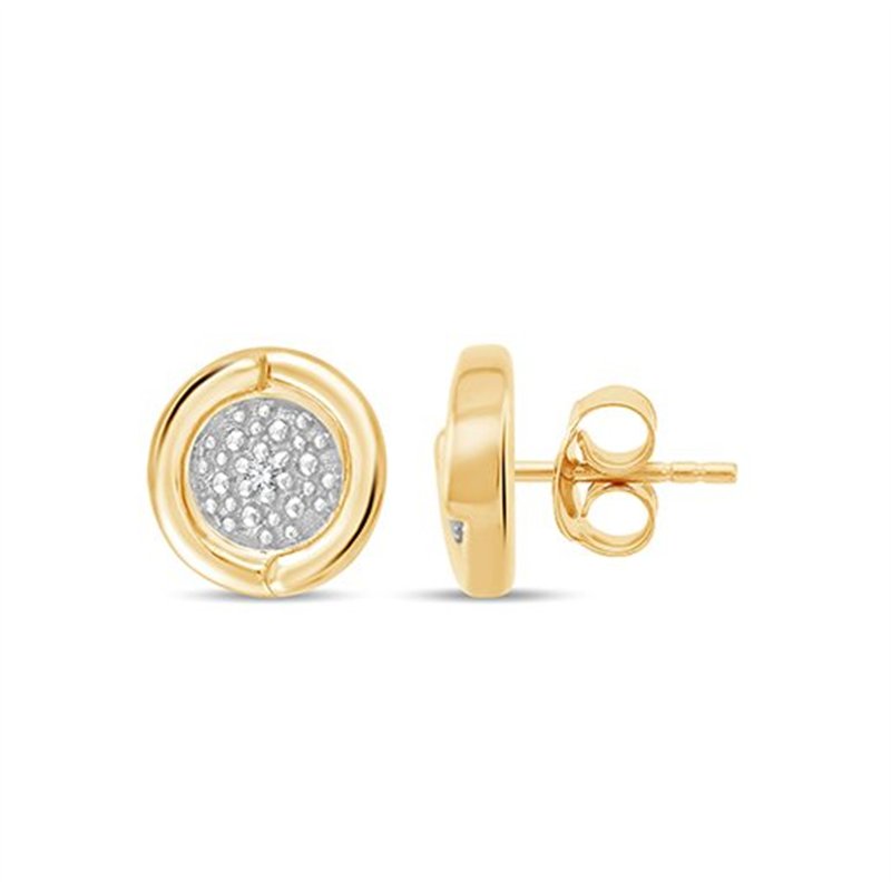 Boucles d'oreilles serti clos diamant en or 9 carats