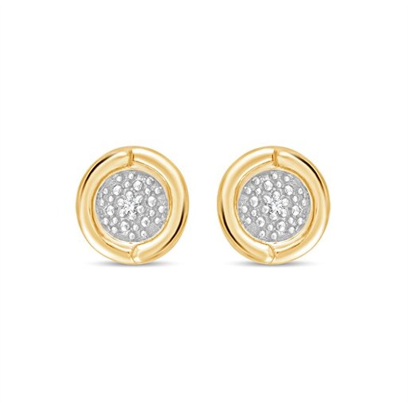Boucles d'oreilles serti clos diamant en or 9 carats