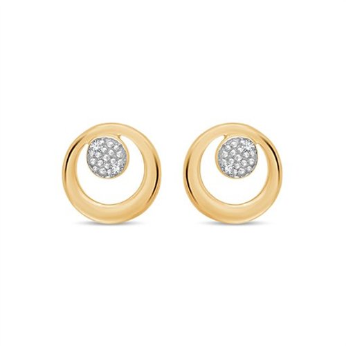 Boucles d'oreilles serti clos diamant en or 9 carats