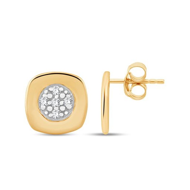 Boucles d'oreilles serti clos diamant en or 9 carats