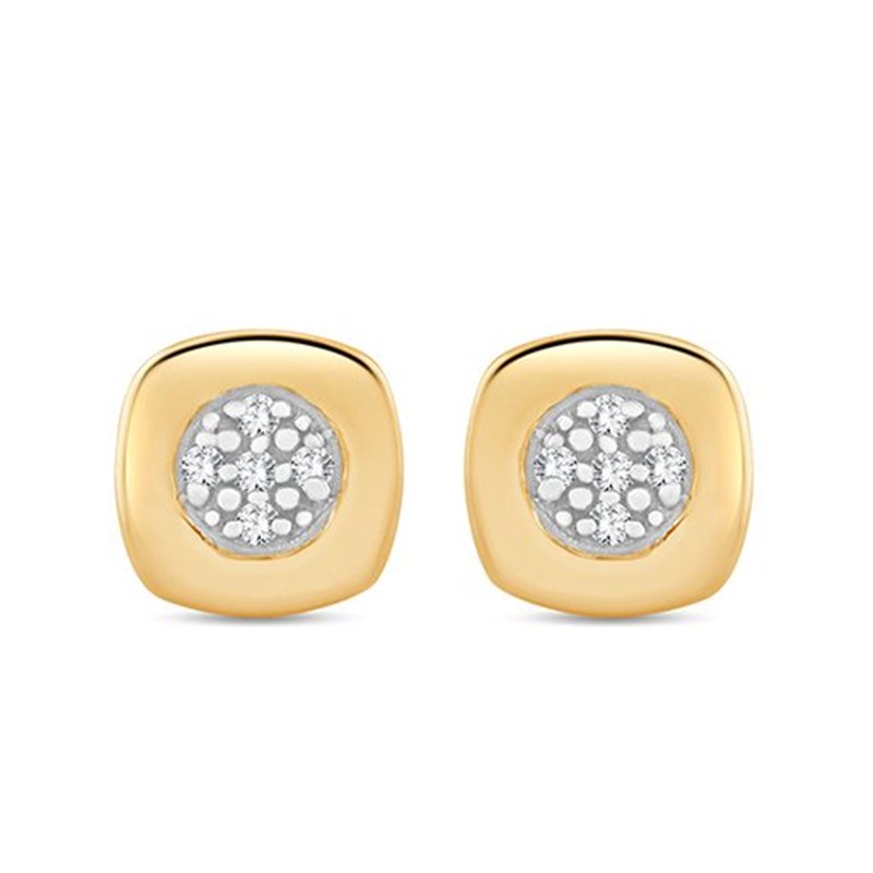 Boucles d'oreilles serti clos diamant en or 9 carats