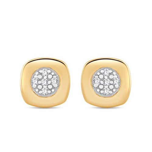 Boucles d'oreilles serti clos diamant en or 9 carats