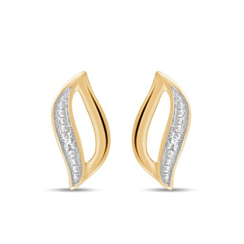 Boucles d'oreilles serti clos diamant en or 9 carats