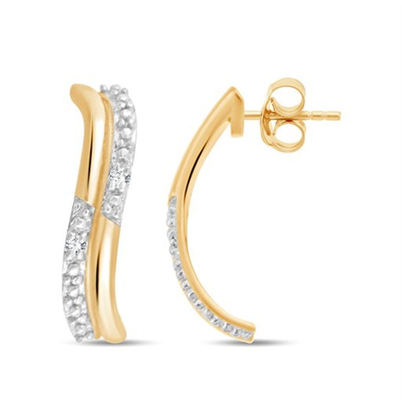 Boucles d'oreilles serti clos diamant en or 9 carats