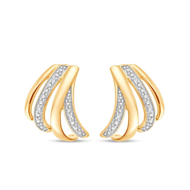 Boucles d'oreilles serti clos diamant en or 9 carats