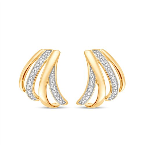 Boucles d'oreilles serti clos diamant en or 9 carats
