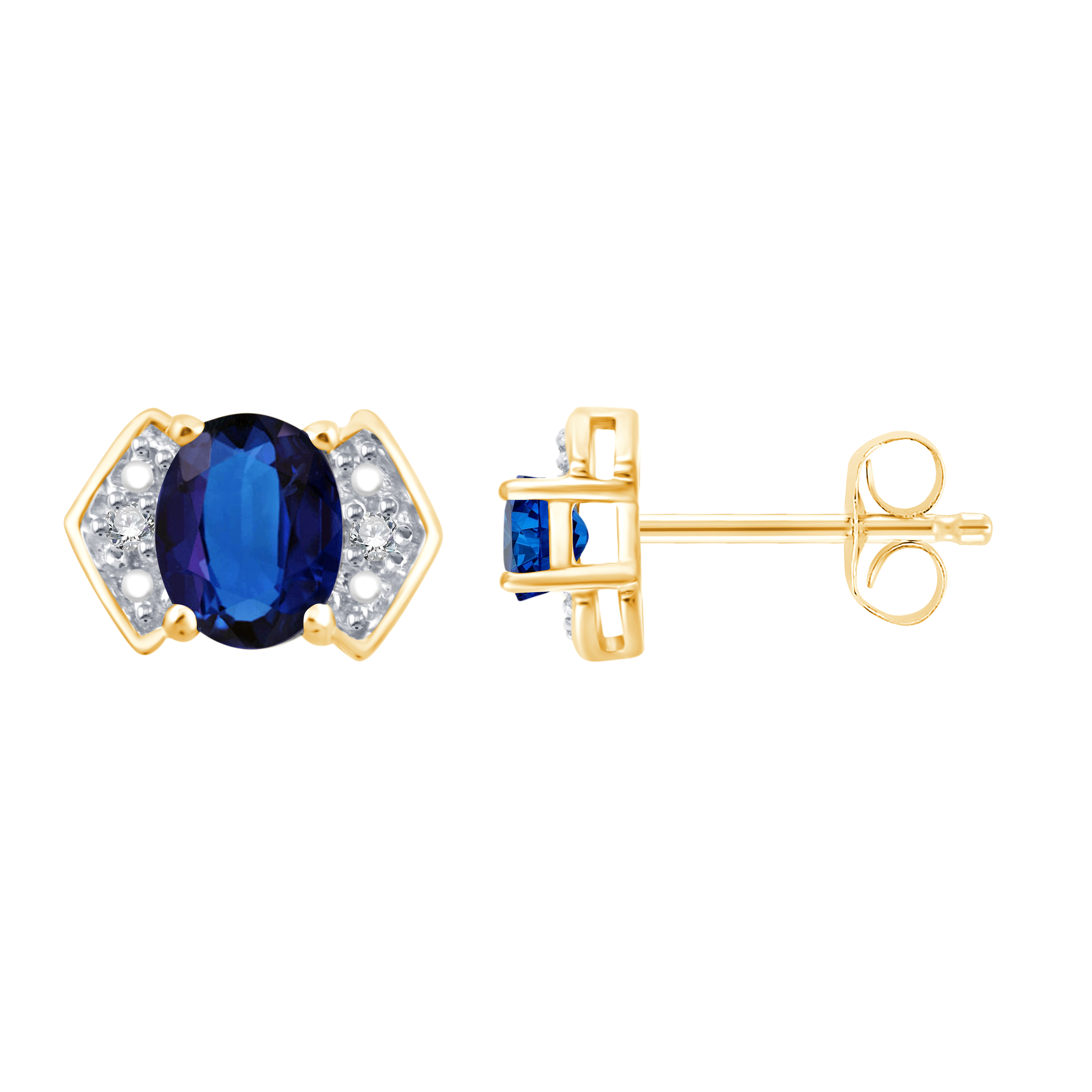 Boucles d'oreilles saphir et diamant en or 9 carats