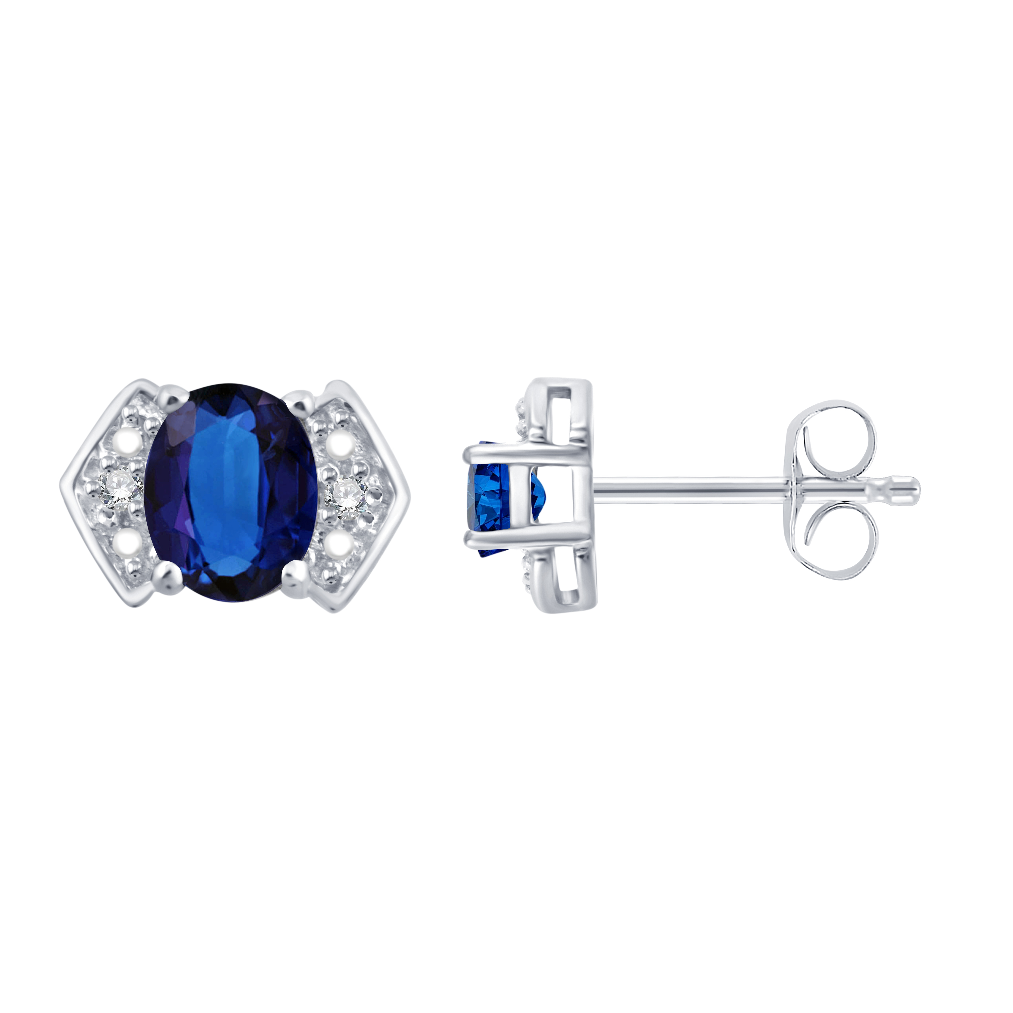 Boucles d'oreilles saphir et diamant en or 9 carats