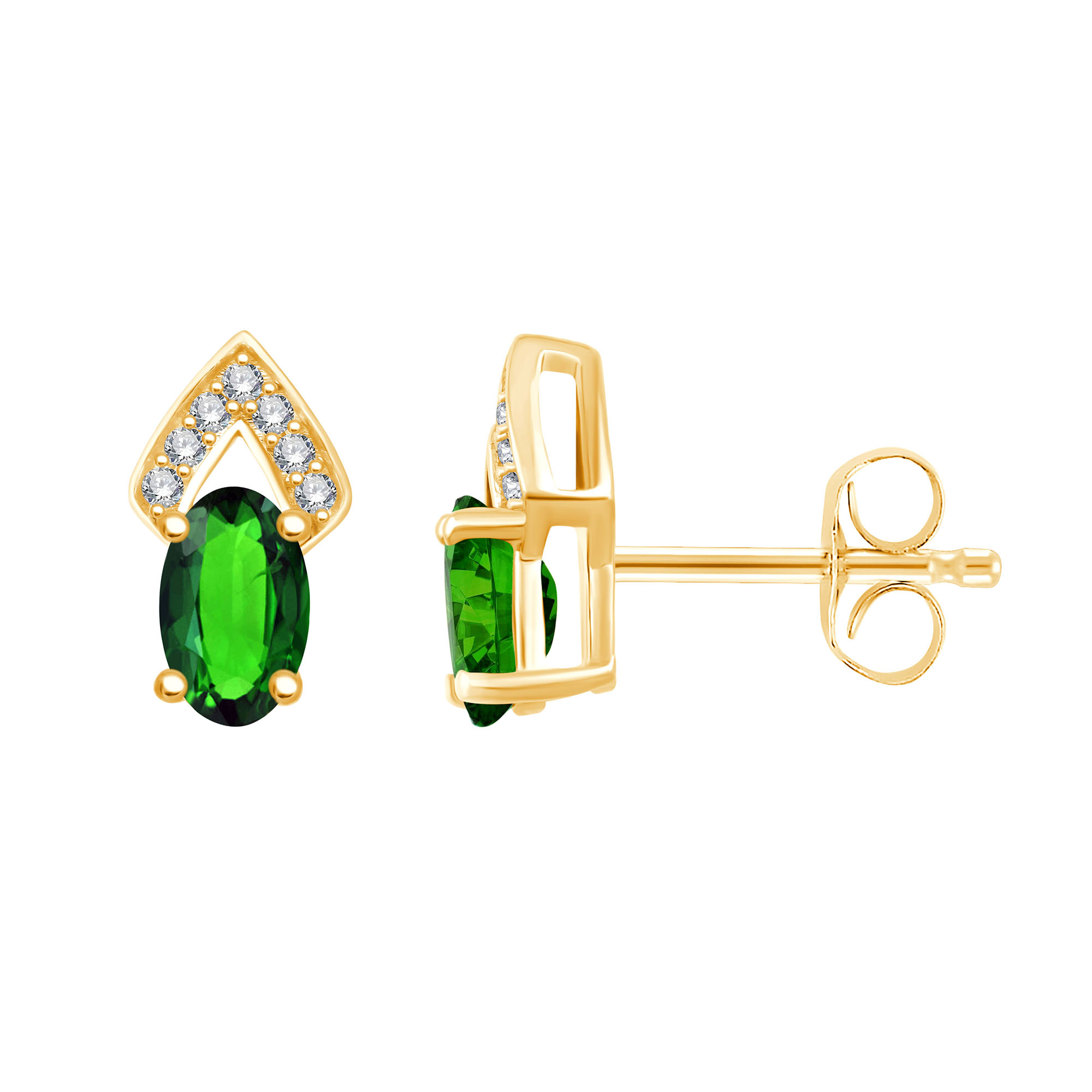 Boucles d'oreilles émeraude et diamant en or 9 carats