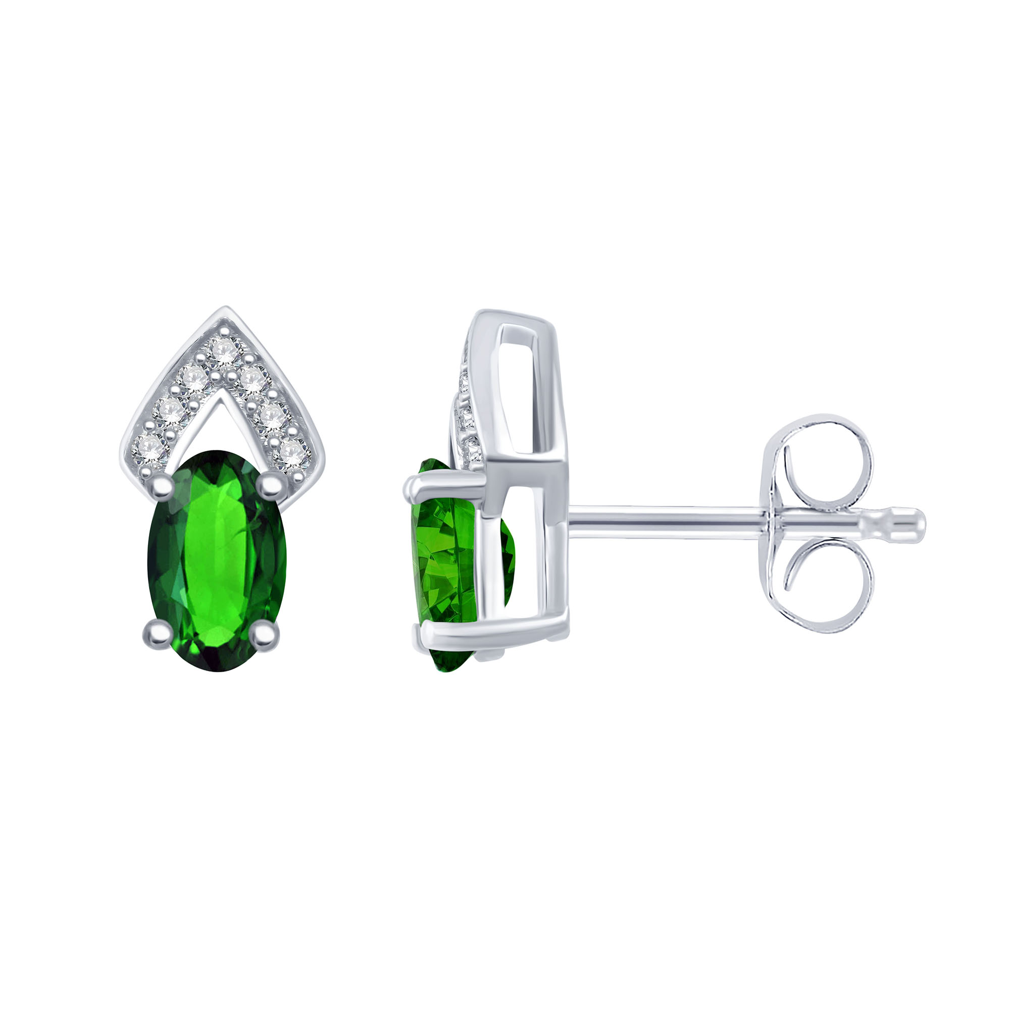 Boucles d'oreilles émeraude et diamant en or 9 carats