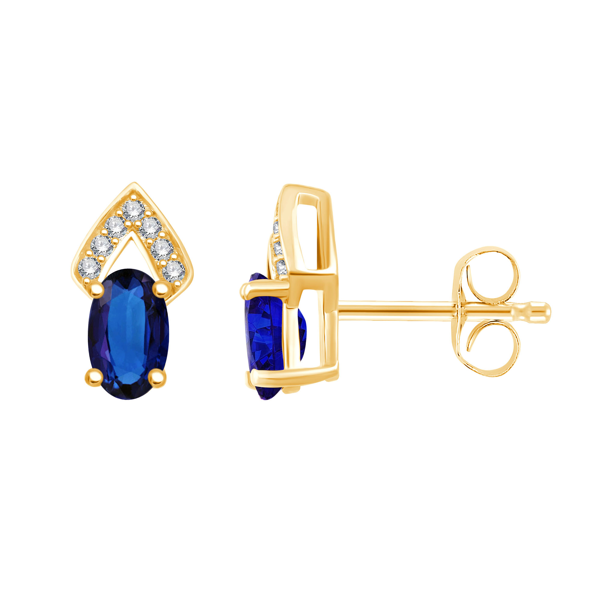 Boucles d'oreilles saphir et diamant en or 9 carats