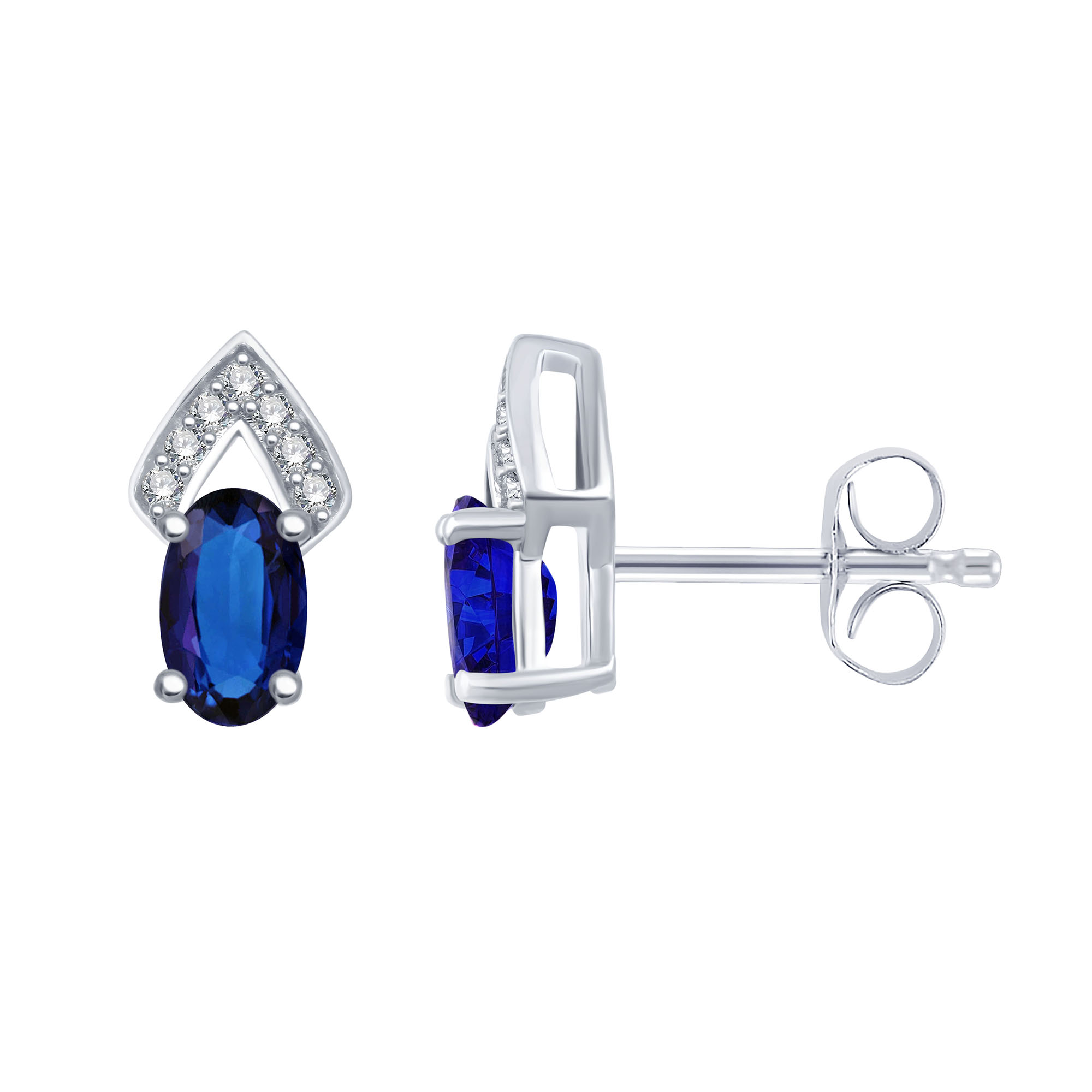 Boucles d'oreilles saphir et diamant en or 9 carats