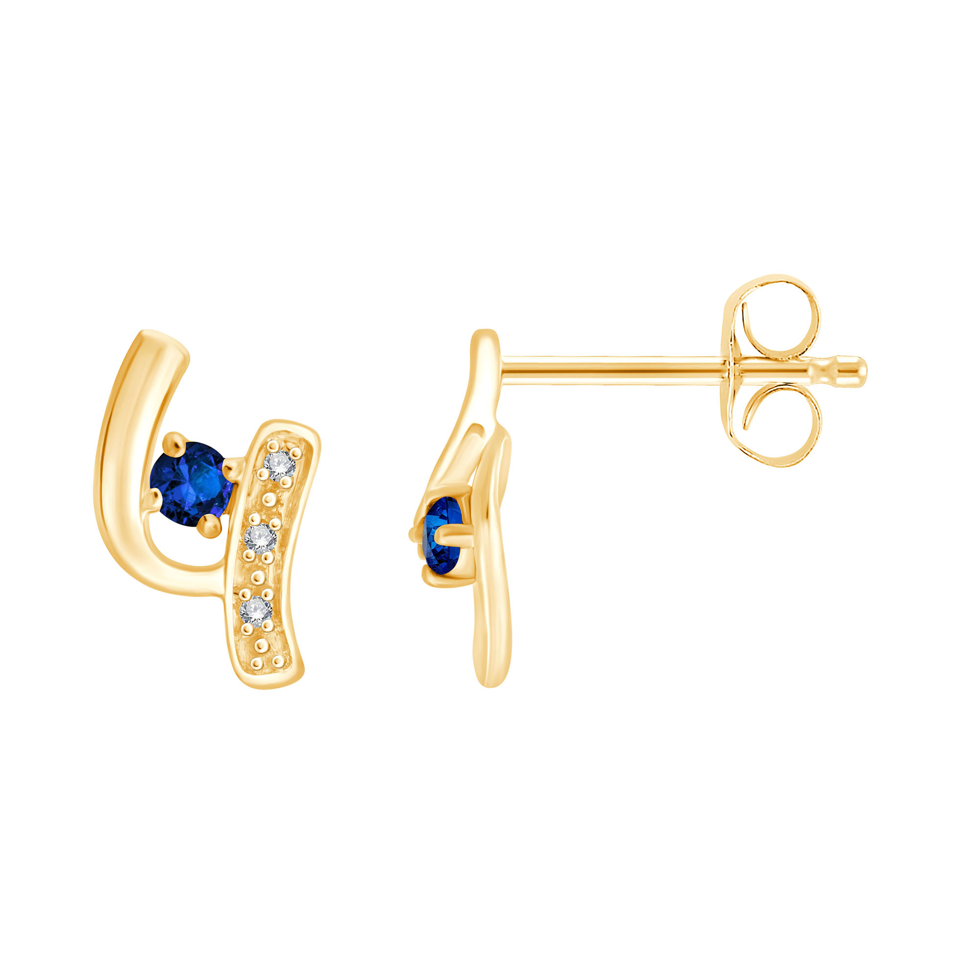 Boucles d'oreilles saphir et diamant en or 9 carats