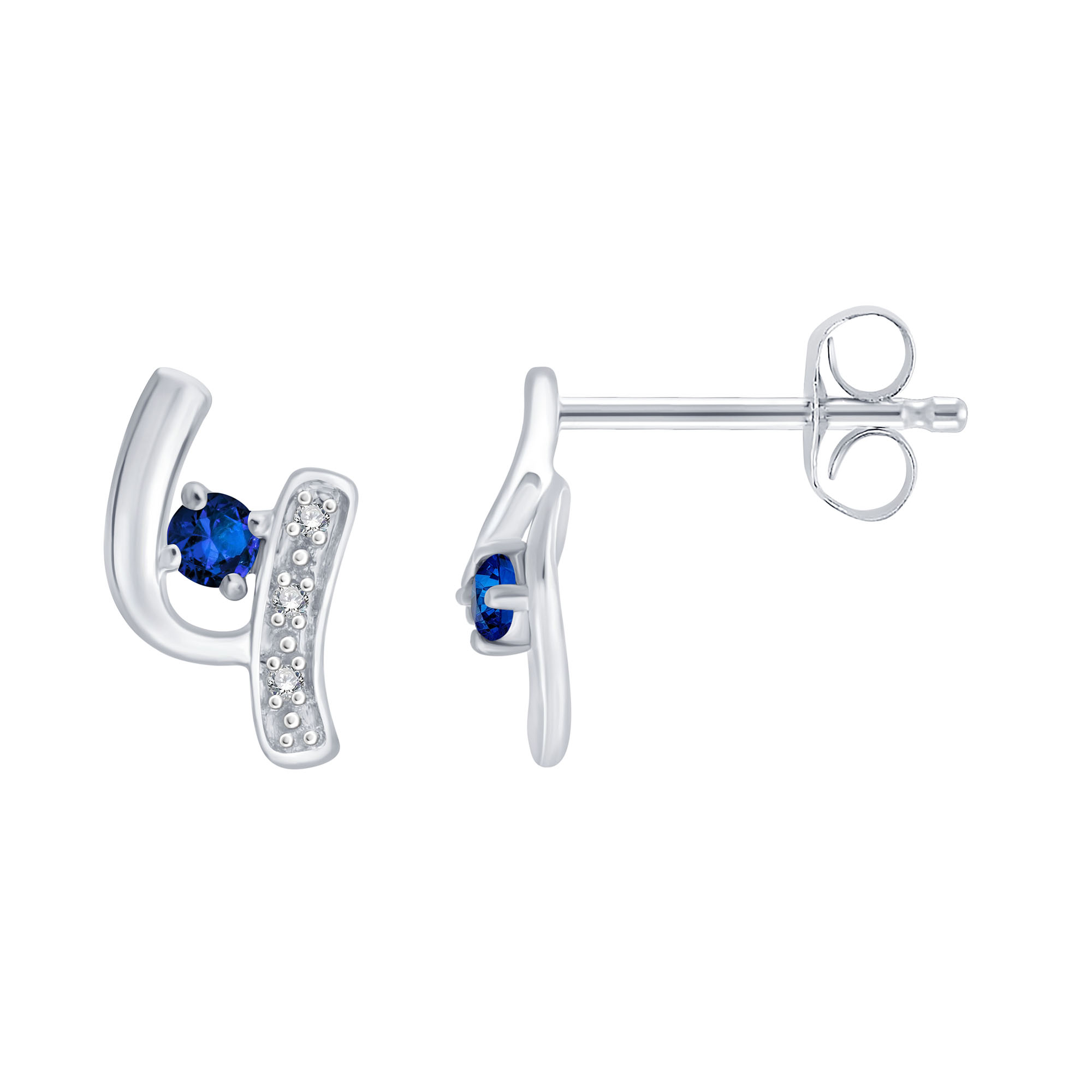 Boucles d'oreilles saphir et diamant en or 9 carats
