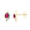 Boucles d'oreilles rubis et diamant en or 9 carats