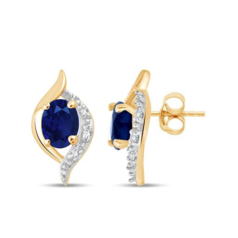 Boucles d'oreilles saphir et diamant en or 9 carats