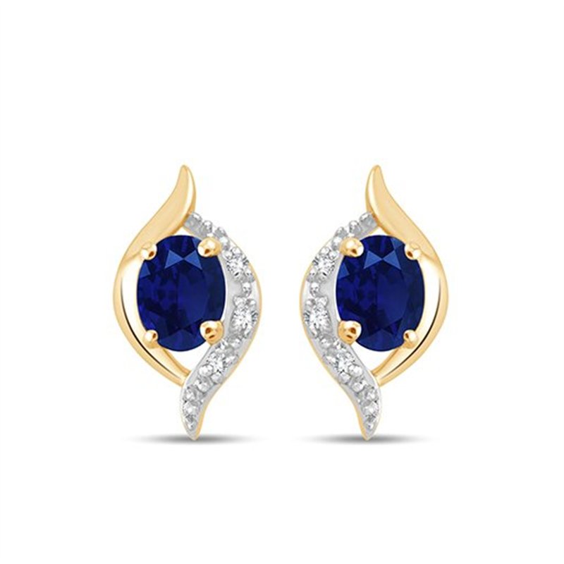 Boucles d'oreilles saphir et diamant en or 9 carats
