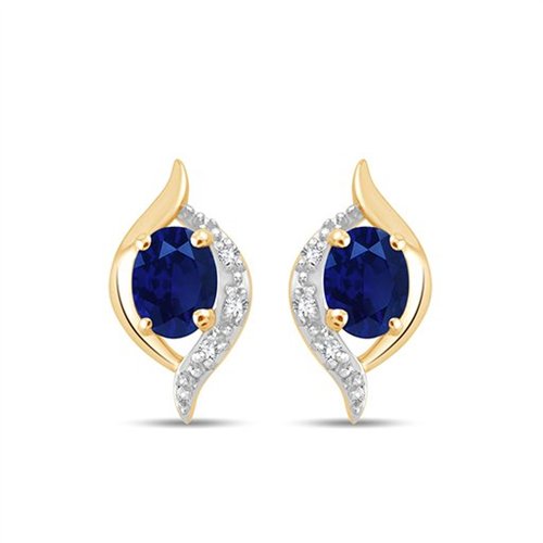 Boucles d'oreilles saphir et diamant en or 9 carats