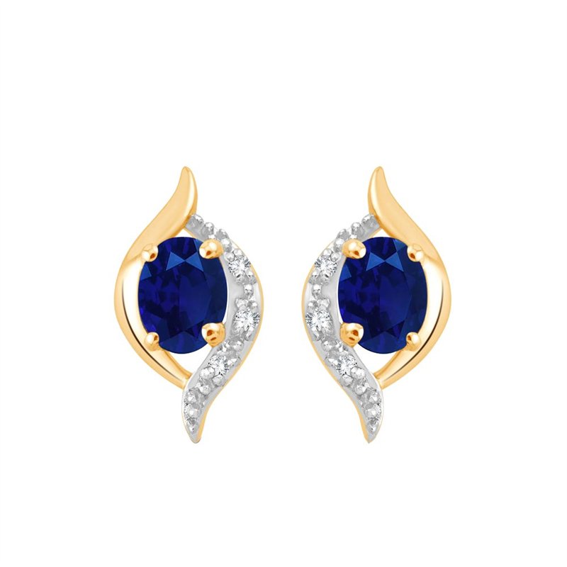 Boucles d'oreilles saphir et diamant en or 9 carats