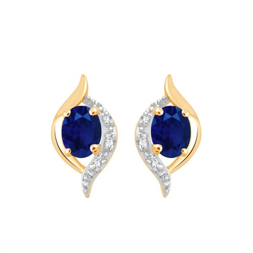Boucles d'oreilles saphir et diamant en or 9 carats