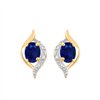 Boucles d'oreilles saphir et diamant en or 9 carats