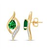 Boucles d'oreilles émeraude et diamant en or 9 carats