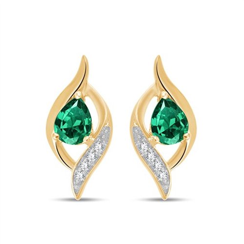 Boucles d'oreilles émeraude et diamant en or 9 carats