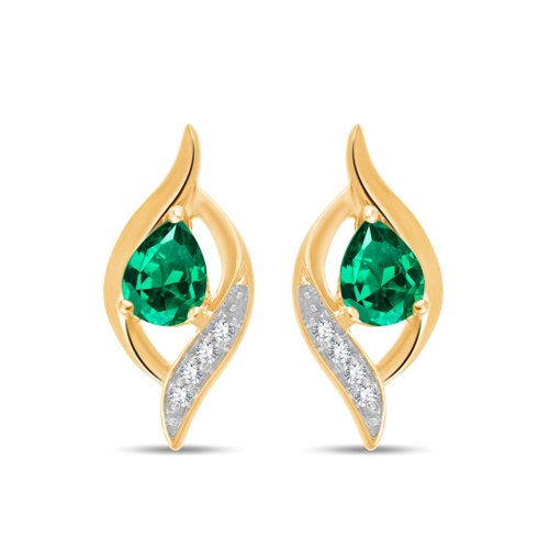 Boucles d'oreilles émeraude et diamant en or 9 carats