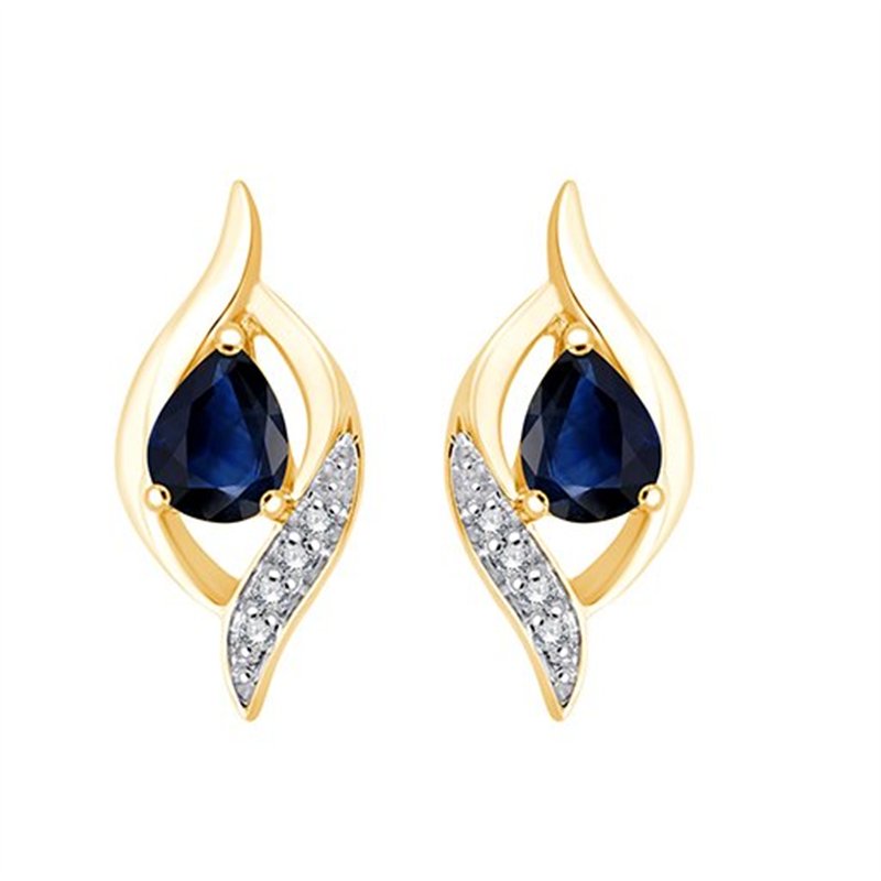 Boucles d'oreilles saphir et diamant en or 9 carats