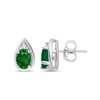 Boucles d'oreilles serti clos émeraude et diamant en or 9 carats