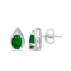 Boucles d'oreilles serti clos émeraude et diamant en or 9 carats