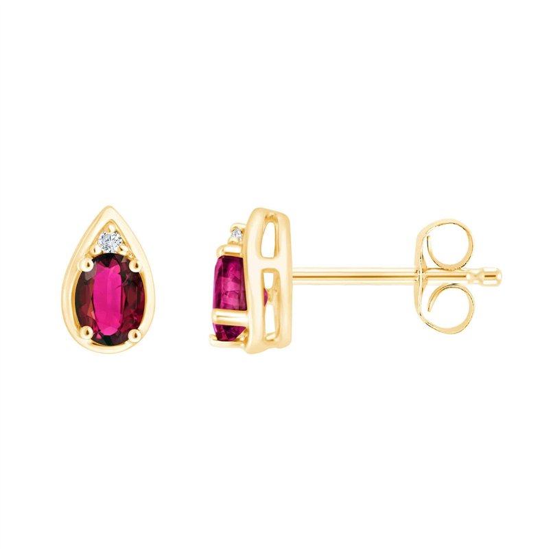 Boucles d'oreilles rubis et diamant en or 9 carats