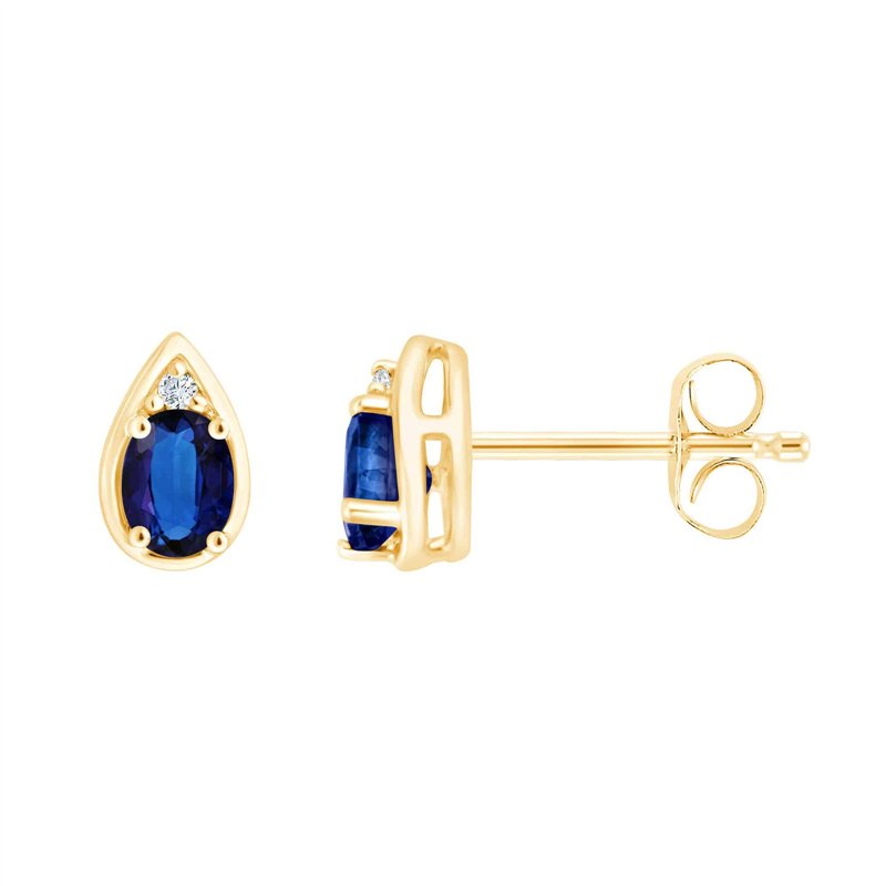 Boucles d'oreilles saphir et diamant en or 9 carats