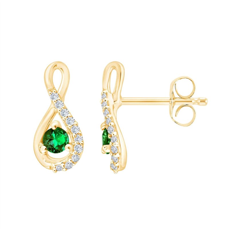 Boucles d'oreilles émeraude et diamant en or 9 carats