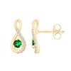 Boucles d'oreilles émeraude et diamant en or 9 carats