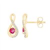Boucles d'oreilles rubis et diamant en or 9 carats