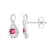 Boucles d'oreilles rubis et diamant en or 9 carats