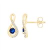 Boucles d'oreilles saphir et rubis en or 9 carats