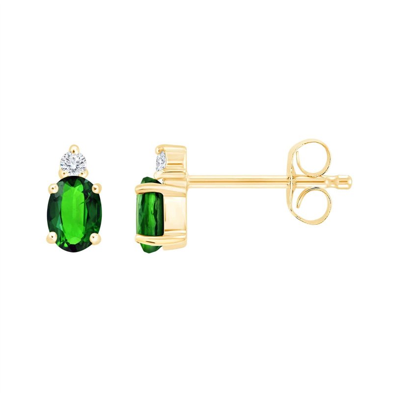 Boucles d'oreilles émeraude et diamant en or 9 carats