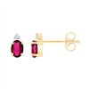 Boucles d'oreilles serti clos rubis et diamant en or 9 carats