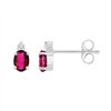 Boucles d'oreilles serti clos rubis et diamant en or 9 carats
