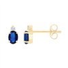 Boucles d'oreilles serti clos saphir et diamant en or 9 carats