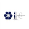 Boucles d'oreilles serti clos saphir et diamant en or 9 carats