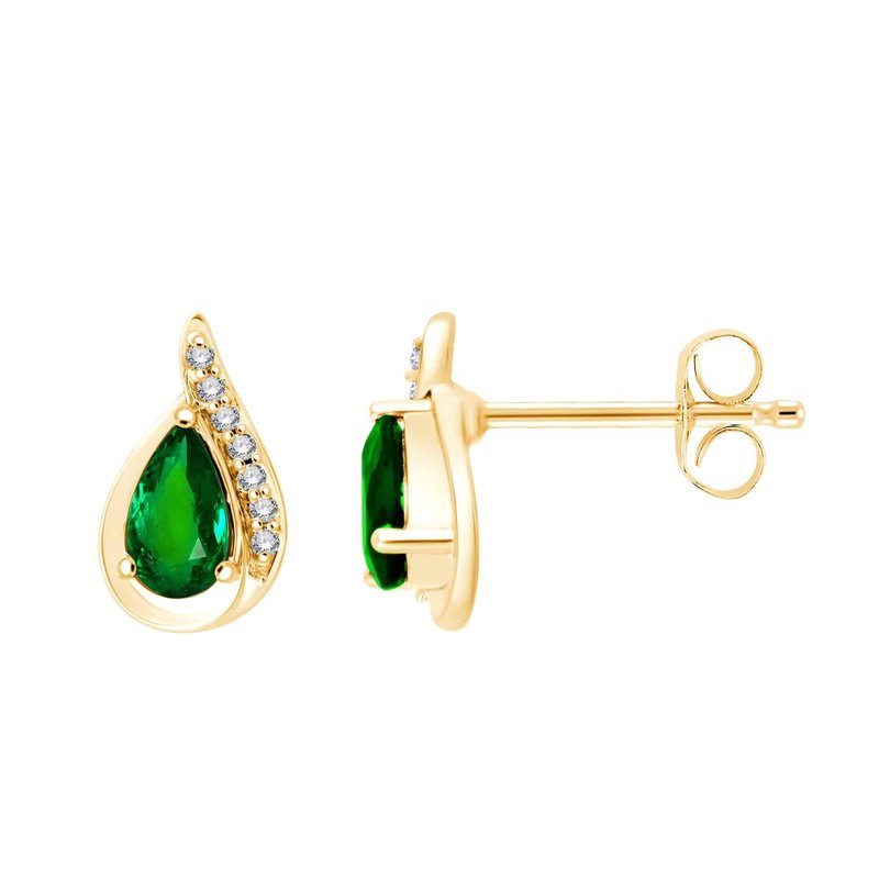 Boucles d'oreilles émeraude et diamant en or 9 carats